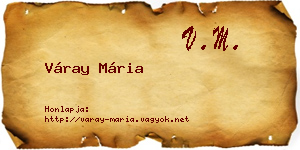 Váray Mária névjegykártya